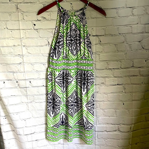 London Times Dresses & Skirts - London Times Green, Navy, White Halter Mini Dress Size 8